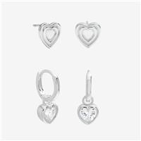 Inicio Silver Plated Heart Earrings - Pack of 2