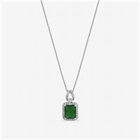 Jon Richard Rhodium Plated Emerald Cubic Pendant