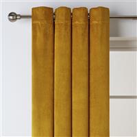 Habitat Plain Matt Velvet Dimout Eyelet Curtains - Mustard