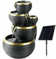 Streetwize Garden Solar Water Feature - Black And Gold