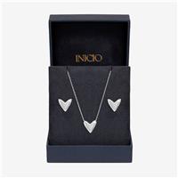 Inicio Sterling Silver Plating Puff Heart Set
