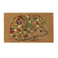 My Mat Coir Floral Hedgehog Brown Doormat - 45x75cm