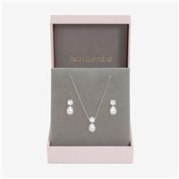 Jon Richard Rhodium Plated Crystal and Pearl Bridal Set