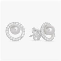 Revere Sterling Silver Cubic Zirconia Pearl Stud Earrings