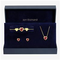 Jon Richard Gold Plated Crystal and Red Heart Trio Set