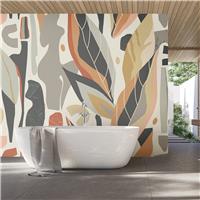 Origin Murals Abstract Leaf Shapes Grey Wall Mural