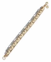 DKNY Silver & Gold Tone Double Row Chain Bracelet
