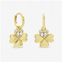 Inicio Gold Plated Crystal Clover Earrings