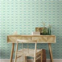 Hoopla Walls Sunray Diamond Teal Blue Wallpaper