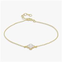 Revere Gold Pleated Silver MOP Clover Charm Bracelet