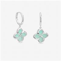 Inicio Silver Plated Turquoise Clover Huggie Hoops Earrings