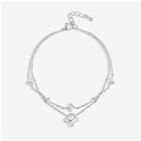 Inicio Silver Plated Double Row Bezel Clover Bracelet