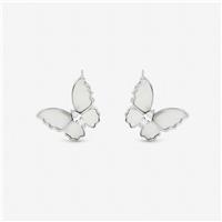 Jon Richard Rhodium Plated Mother Pearl Butterfly Earrings