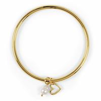 Radley 18ct Gold Plated Heart and Pearl Charms Bangle