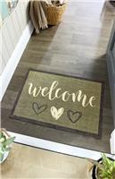 My Mat Welcome Heart Sage Short Pile Doormat - 50x75cm