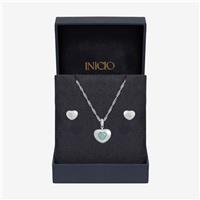 Inicio Silver Plated Satin Heart Jewellery Set