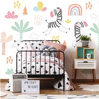 Origin Murals Dancing Zebras White Wall Mural