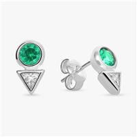 Revere Sterling Silver Emerald Cubic Zirconia Stud Earrings