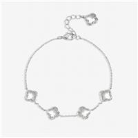 Inicio Silver Plated Crystal Clover Bracelet In Gift Pouch
