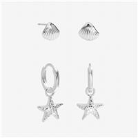 Inicio Silver Plated Starfish Earrings - Pack of 2