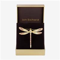 Jon Richard Gold Plated Pink Dragon Fly Brooch Gift Box