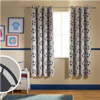 Argos Home Football Print Blackout Eyelet Curtain - Grey - 168x137cm