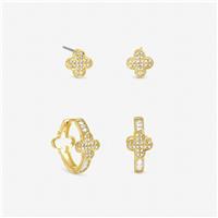 Jon Richard Gold Plated Pave Clover Multipack Hoops Earrings