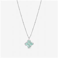 Inicio Silver Plated Turquoise Clover Pendant Necklace