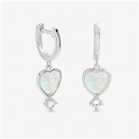 Inicio Silver Plated Opal Heart Charm Earrings