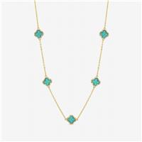 Jon Richard Gold Plated Turquoise Station Clover Necklace