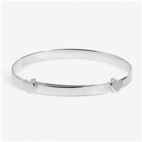 Inicio Silver Christening Heart Bangle In Gift Pouch