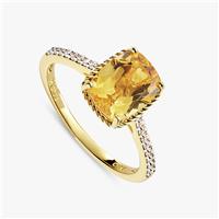 Revere Gold Plated Sterling Silver Citrine Stone Ring - M