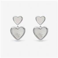 Inicio Sliver Plated Mother of Pearl Heart Drop Earrings