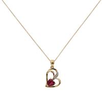 Revere 9ct Gold Ruby Diamond Accent Pendant Necklace