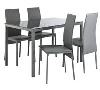 Argos Home Lido Glass Dining Table & 4 Grey Chairs