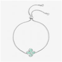Inicio Silver Plated Turquoise Clover Toggle Bracelet
