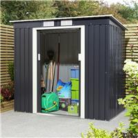 Rowlinson 6x4 Trentvale Metal Garden Pent Shed - Dark Grey