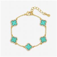 Jon Richard Gold Plated Turquoise Clover Station Bracelet