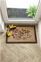 My Mat Floral Hedgehog Green Doormat - 50x75cm