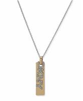 DKNY Gold & Silver Tone Pave Logo Tag Pendant Necklace