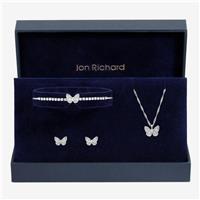 Jon Richard Silver Crystal Butterfly Trio Gift Set