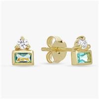 Revere Gold Plated Silver Rectangular Stone Stud Earrings