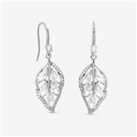 Jon Richard Rhodium Plated Crystal Leaf Drop Earrings