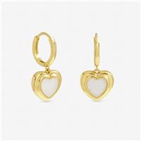 Inicio Gold Plated Mother of Pearl Heart Earrings