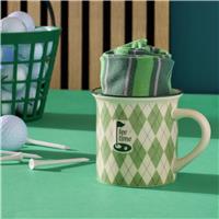 Argos Home Green Argyle Pattern Tee Time Stoneware Mug and Pair of Socks Set
