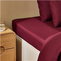Habitat Cotton 200 TC Plain Burgundy Fitted Sheet - Superking