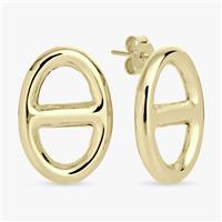 Revere 9ct Gold Plated Marine Link Stud Earrings