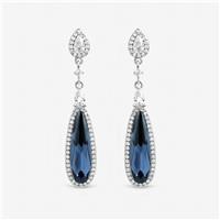 Jon Richard Silver Plated Crystal and Sapphire Drop Earrings