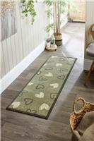 My Mat Welcome Heart Sage Short Pile Runner - 50x150cm
