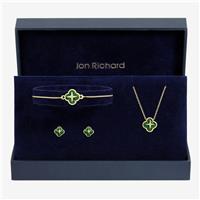 Jon Richard Gold Plated and Malachite Clover Trio Set